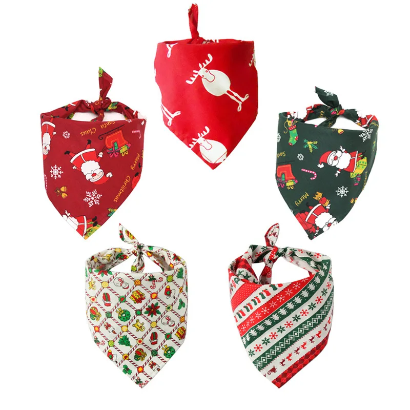 

1PC Christmas Dog Bandanas Triangular Bandage For Pet Dog Cat Santa Claus Cotton Adjustable Pet Dogs Scarf Dog Accessories