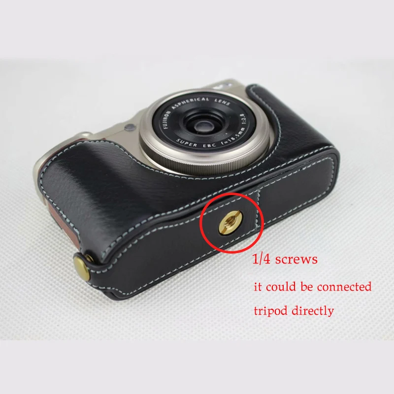 1/4 screws lock catch for Leica Canon Fujifilm Nikon Olympus Sony tripod Ball head PU Leather case Bottom screw