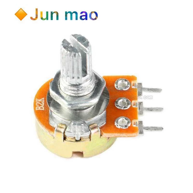 5pcs WH148 B1K B2K B5K B10K B20K B50K B100K B500K 3Pin 20mm Shaft Amplifier Dual Stereo Potentiometer 1K 2K 5K 10K 50K 100K 500K