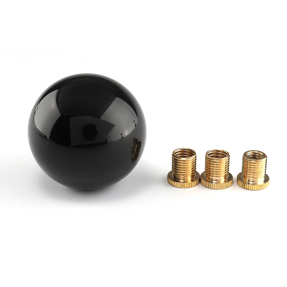 Round Gear Knob Short Shifter Knob For Universal Car Acrylic Shift Knob Black Silver SK-1006