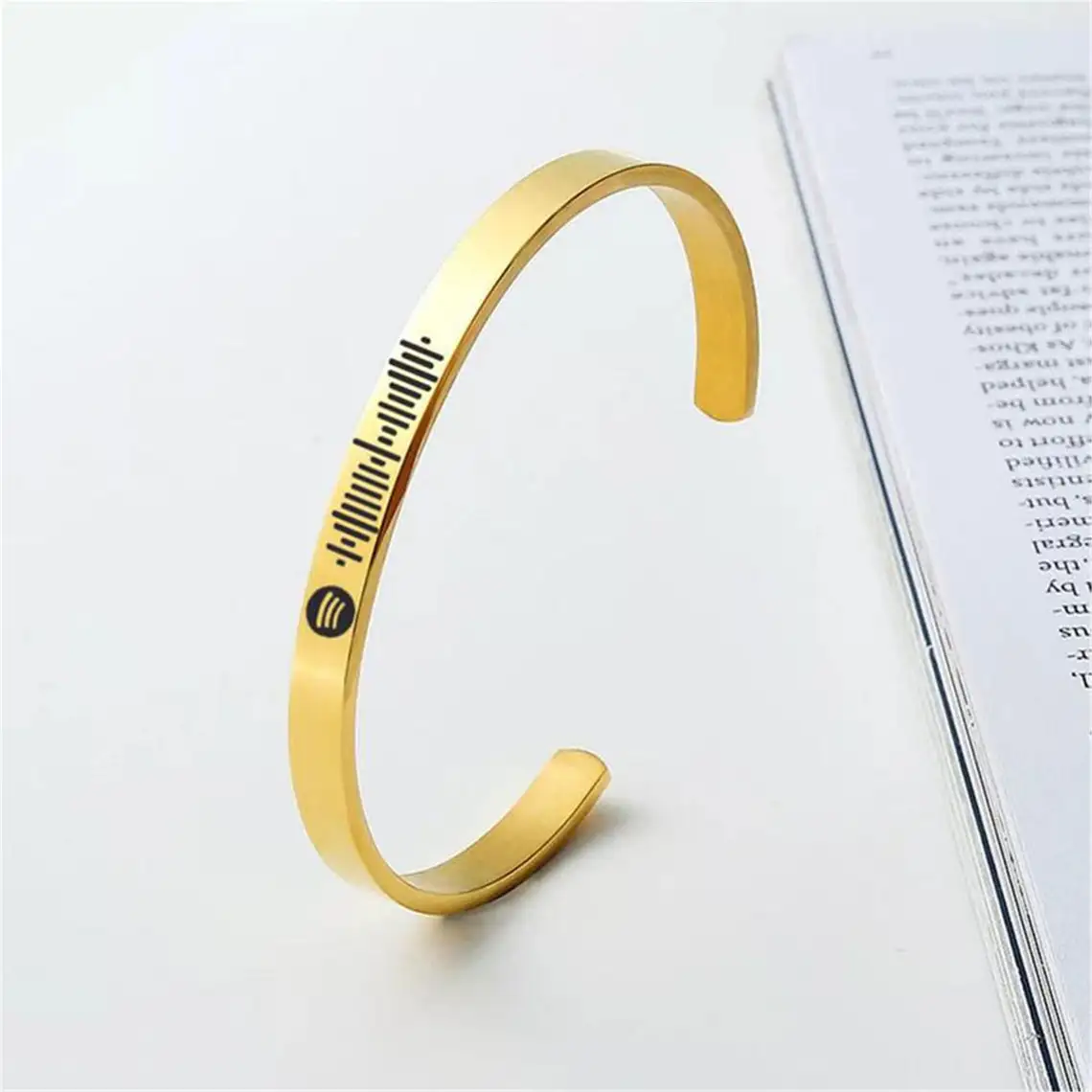 Personalized Music Spotify Scan Code Cuff Bangle For Women Stainless Steel Bracelet Custom Laser Engraving Spotify Code Jewelry