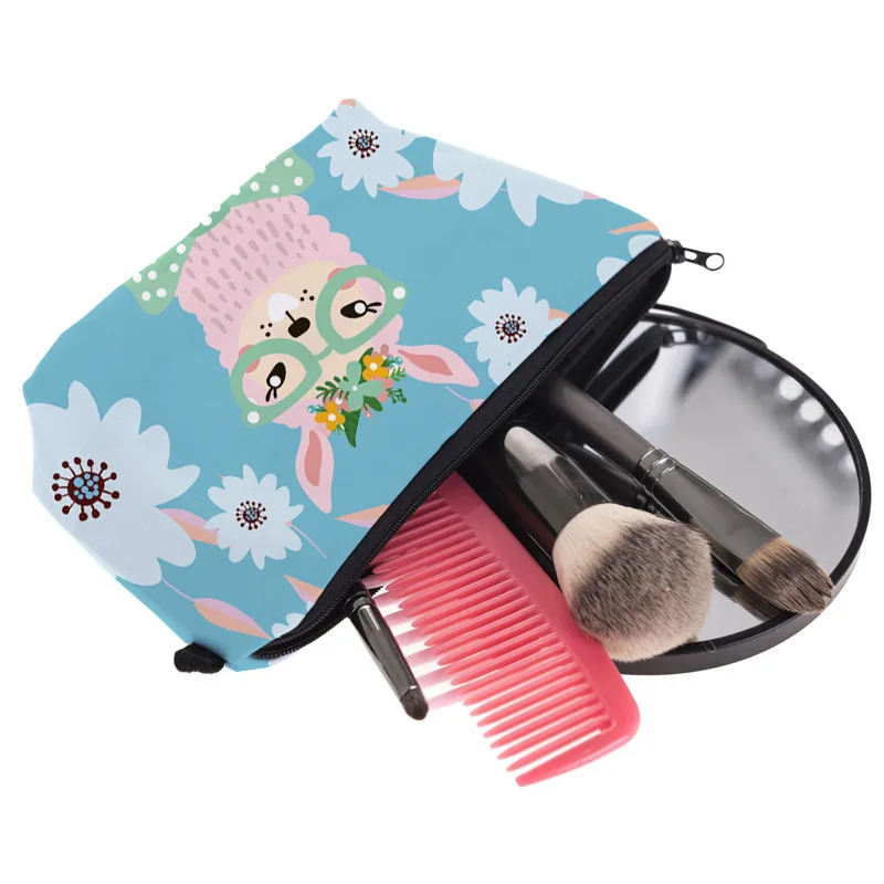 Digital Printing Cosmetische Tas Alpaca Patroon Clutch Bag Lady Multifunctionele Reizen Opbergtas Wc Tas Lippenstift Zak