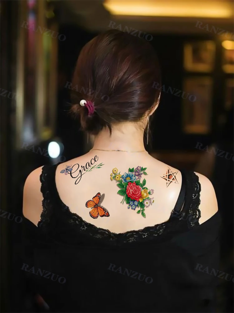 3d transfer tattoos women temporary tattoos human body Art tattoos fake tattoos Stickers Sexy Tattoo Neck Tattoo Chest Stickers