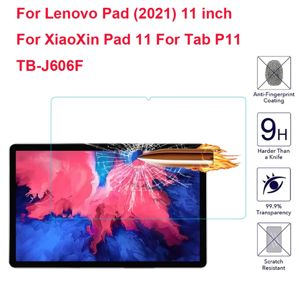 

9H Tempered Glass For Lenovo Pad (2021) 11 inch XiaoXin Pad 11 For Tab P11 TB-J606F Screen Protector Tablet Protective Film