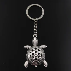 Fashion Keychain 56x37mm Sea Turtle Tortoise Silver Color Pendants DIY Men Jewelry Car Key Chain Ring Holder Souvenir For Gift