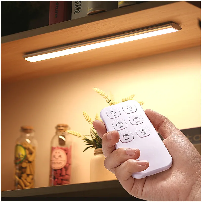 Wireless Night Light LED Under Cabinet Lights Remote Control Lamp USB Rechargeable Closet Lamp Dimmable Lighting 12cm 24cm 44cm