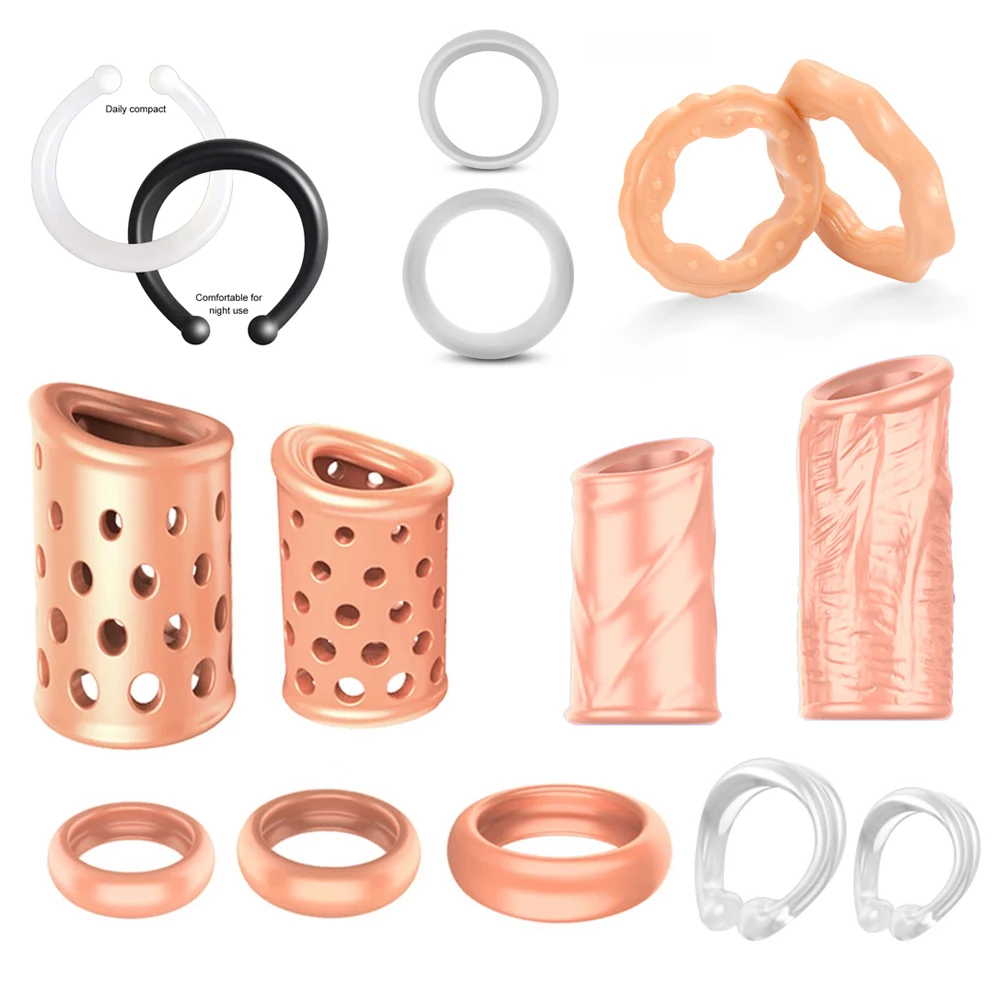 Silicone Sex Toys for Men Male Foreskin Corrector Resistance Ring Delay Ejaculation Daily/Night Penis Rings