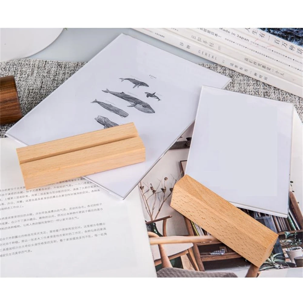 Nordic Desktop Photo Stand Rack Solid Wood Photo Picture Frame Modern Minimalist Creative Poster Display Stand Desk Sign Holder