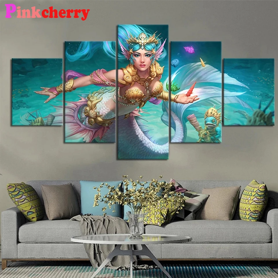 

Diamant Painting Mermaid Girl 5D DIY Diamond Painting Full Square Drill Embroidery Cross Stitch Cartoon elf Multi panel,P27