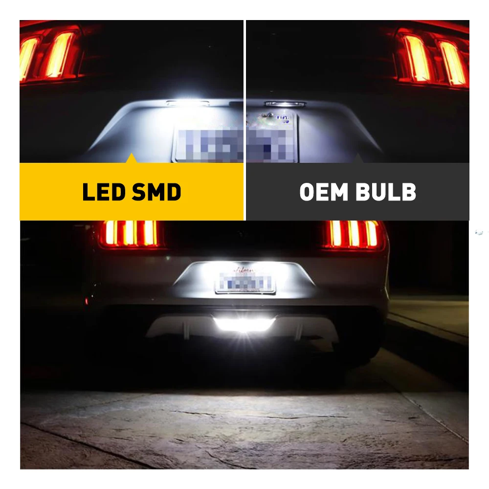 Car LED Number License Plate Lights For Ford Mustang V6 EcoBoost Premium GT 50 Limited Edition Bullitt Shelby GT350 GT350R GT500