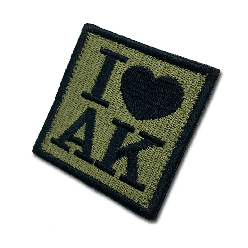 I love AK innovation Patches high quality Embroidered Creativity Badge Hook Loop Armband 3D Stick on Jacket Backpack Stickers