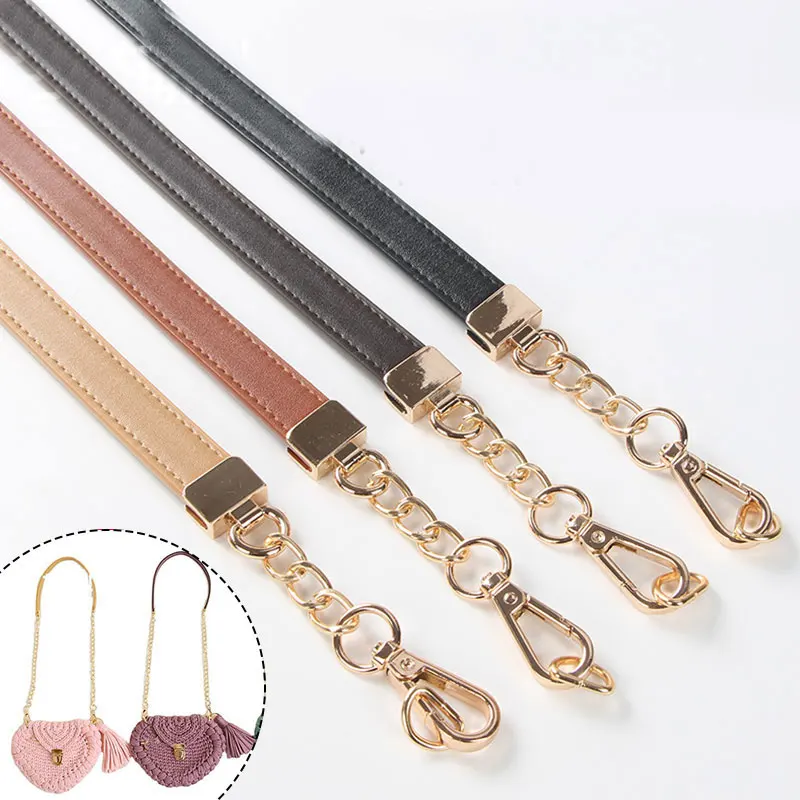 1PC Shoulder Bag Strap PU Leather Chain Bag Handle Solid Color Crossbody Handbag Belt DIY Replacement Bukles Bag Accessories