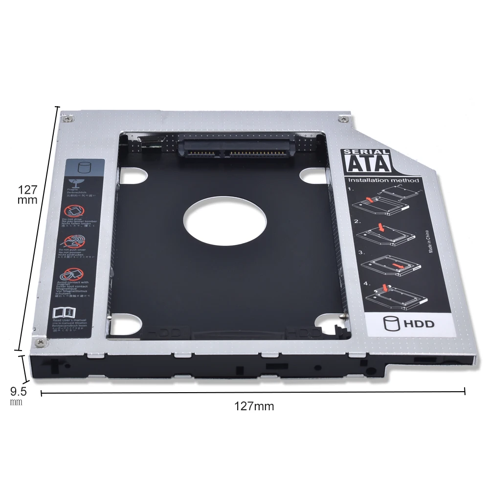 TISHRIC Aluminum 9.5mm 12.7mm HDD Caddy 2.5" SATA 3.0 Optibay Hard Disk Drive Box Case Enclosure For Laptop DVD-ROM