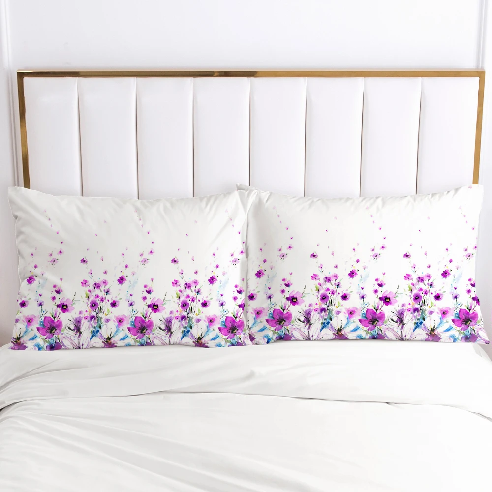 

2PCS Pillowcase Home Decoration Pillow Cover Cases Bedding Print 3D HD Pink 70x70cm 50x75cm 50x70cm 80x80cm Simple purple flower