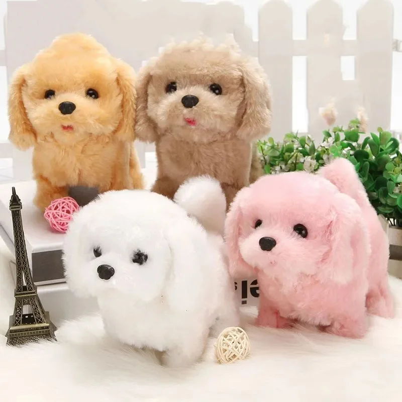 

1PCS Electric Toy Soft Realistic Teddy Dog Plush Walking Glowing Barking Dog Funny Simulation Moving Plush Stuffed Doll Toys