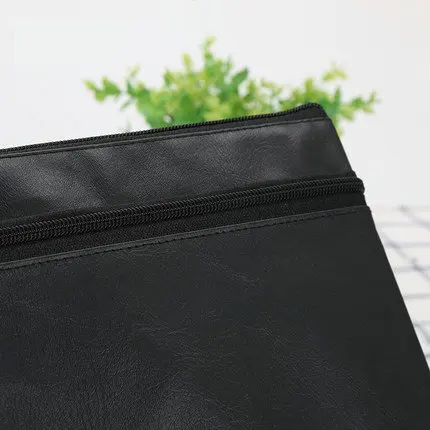 Bolsa impermeable de cuero PU con cremallera para hombre, bolsa portátil para documentos, A4, A5