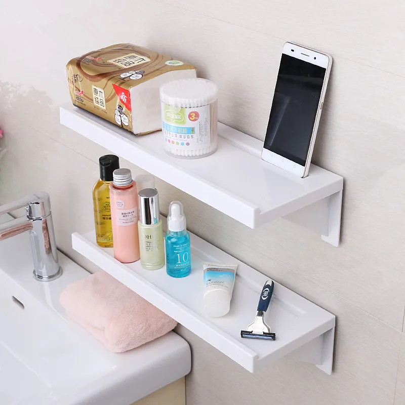 Toilet suction wall storage Suction cup bathroom shelf free punching Washing table plastic simple shelf