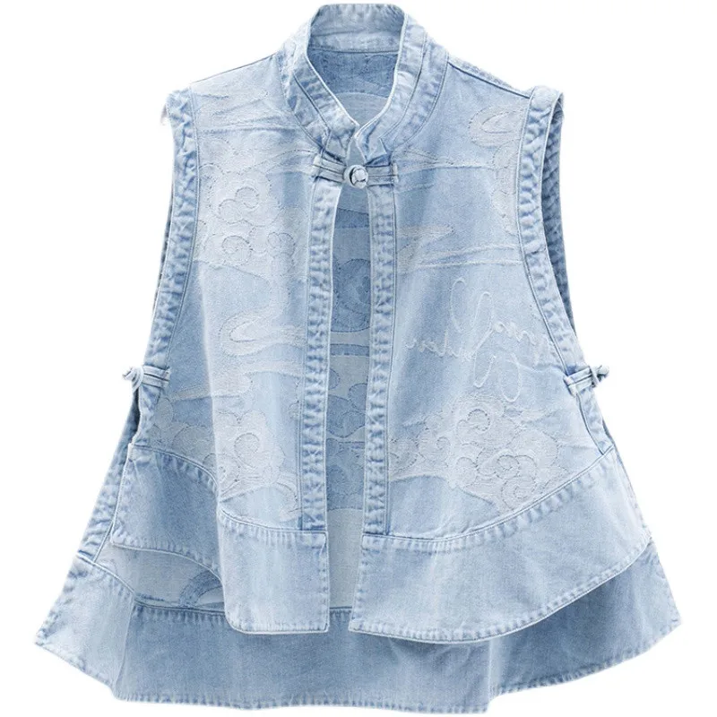 2024 Spring Autumn Women's New Large Size Fashion Chic Loose Retro Denim Vest Jacket s633