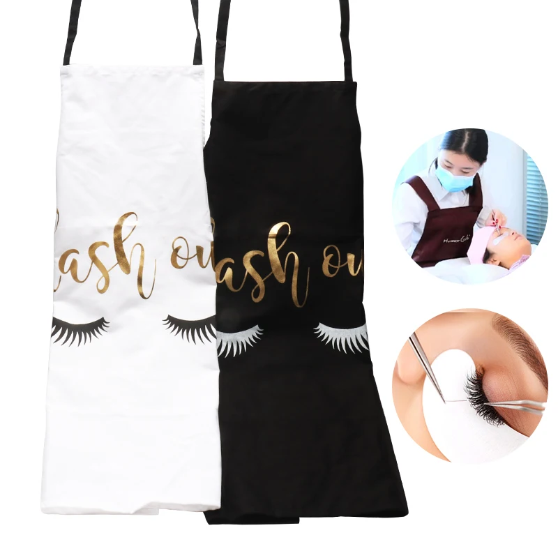 Bronzing Eyelash Pattern Kitchen Apron Women Adult Home Cooking Baking Cleaning Aprons Bibs Kitchen Eyelash Extension Tools