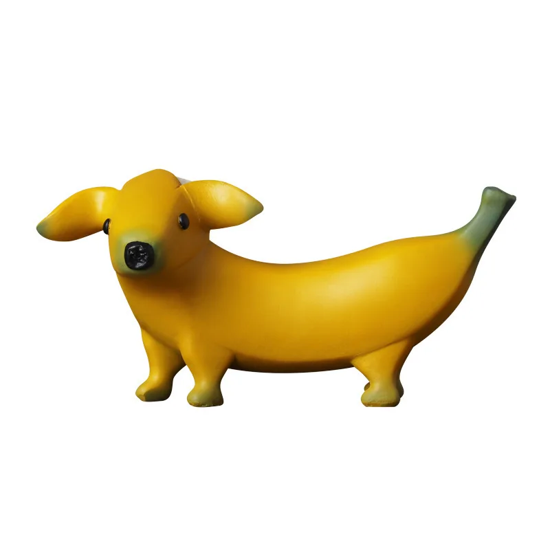 

3-piece Set of Banana Dog Crafts Resin Cartoon Animal Sculpture Art Furnishings Cute Dog Gifts Banana Dog Countertop Furnishings