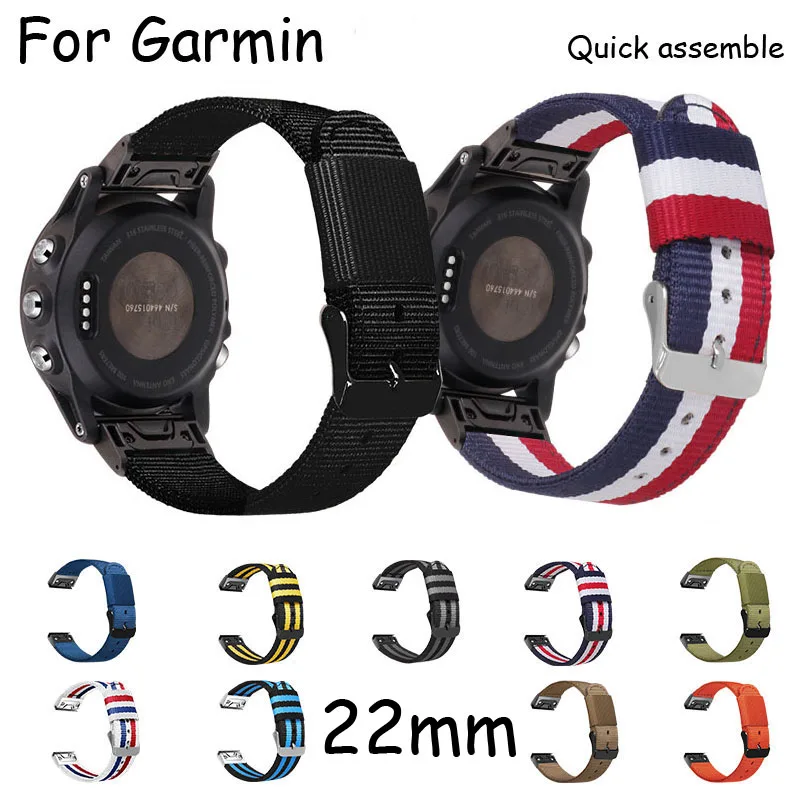 22mm Nylon Replacement Watch Strap for Garmin Fenix 5 6 5Plus quatix5 sapphire forerunner 935 945 Watch Band Canvas Wrist Belt