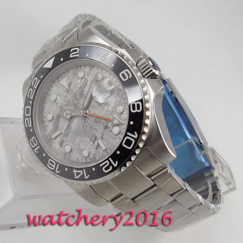 40mm BLIGER sterile gray dial GMT date sapphire glass automatic mens watch