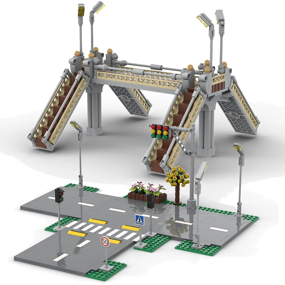 

Architectural City Creativ Flyover Street Road Plates Footbridge Assembled MOC Building Block Skyline Set Model Toy For Children