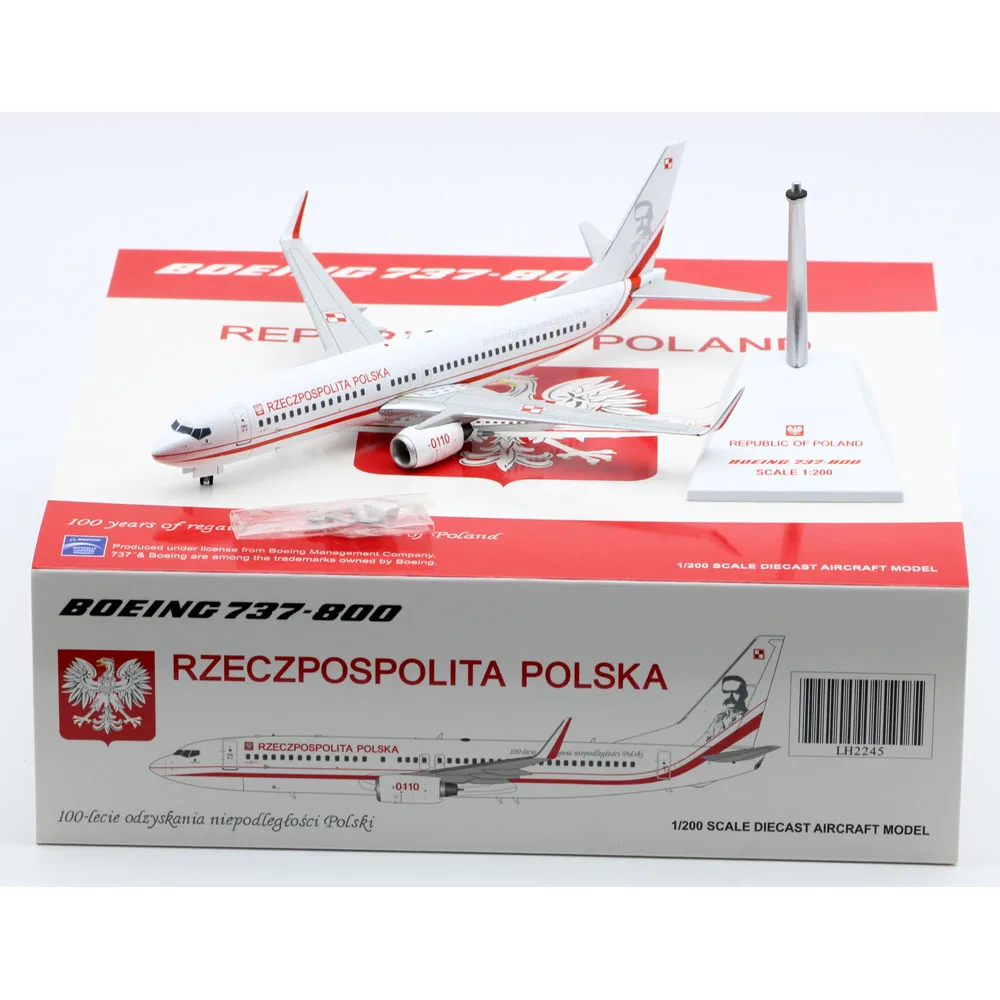 1:200 Alloy Collectible Plane Gift JC Wings LH2245 RZECZPOSPOLITA POLSKA Boeing B737-800 Diecast Aircraft Model 0110 With Stand