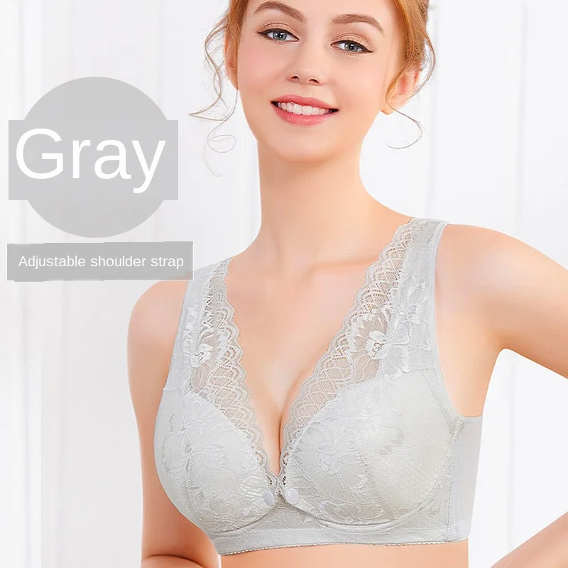 Non-steel Ring Nursing Maternity Bra D Cup Front Button Lace Four-breasted Pregnant Women\'s Underwear Gathered Pregnancy Clothes