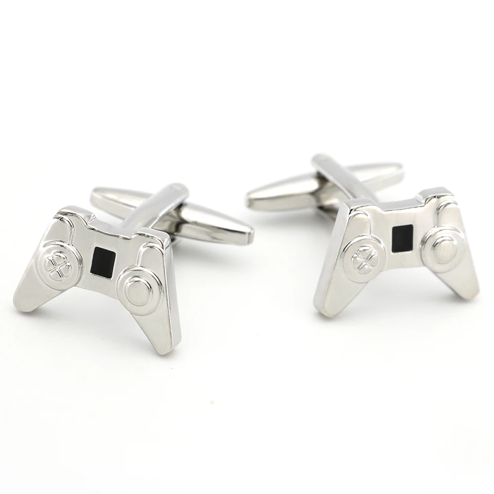 أزرار أكمام للعبة الرجال ، مادة نحاسية عالية الجودة ، روابط الكفة بعصا التحكم باللون الفضي ، البيع بالجملة والتجزئة #2