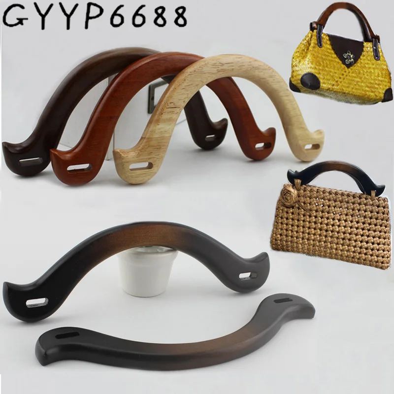 2-10-30pcs 4 colors customize own Wooden Purse Bag Handle Solid Wood handles for Repair Handmade bow and arrow bag Handle shape