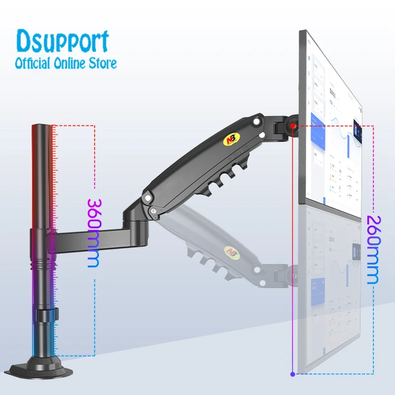 Suporte para monitor LED LCD, suporte de mesa, braço de montagem, movimento total, ergonômico, TV, mola de gás, NB H80, 17-27 ", carregando 2-9 kg