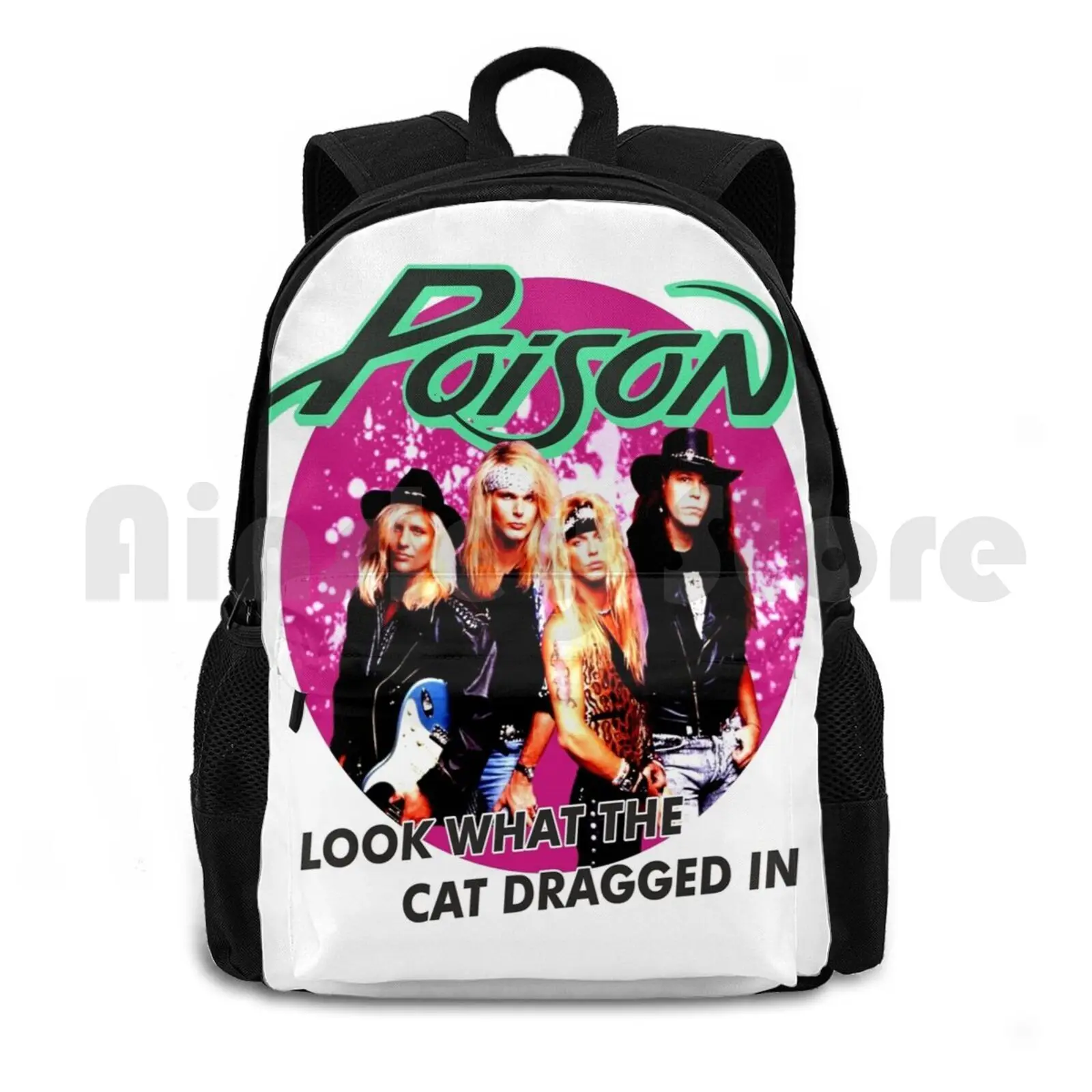 Poison Outdoor Hiking Backpack Riding Climbing Sports Bag Poison Band Glam Metal 80s Band Retro Vintage