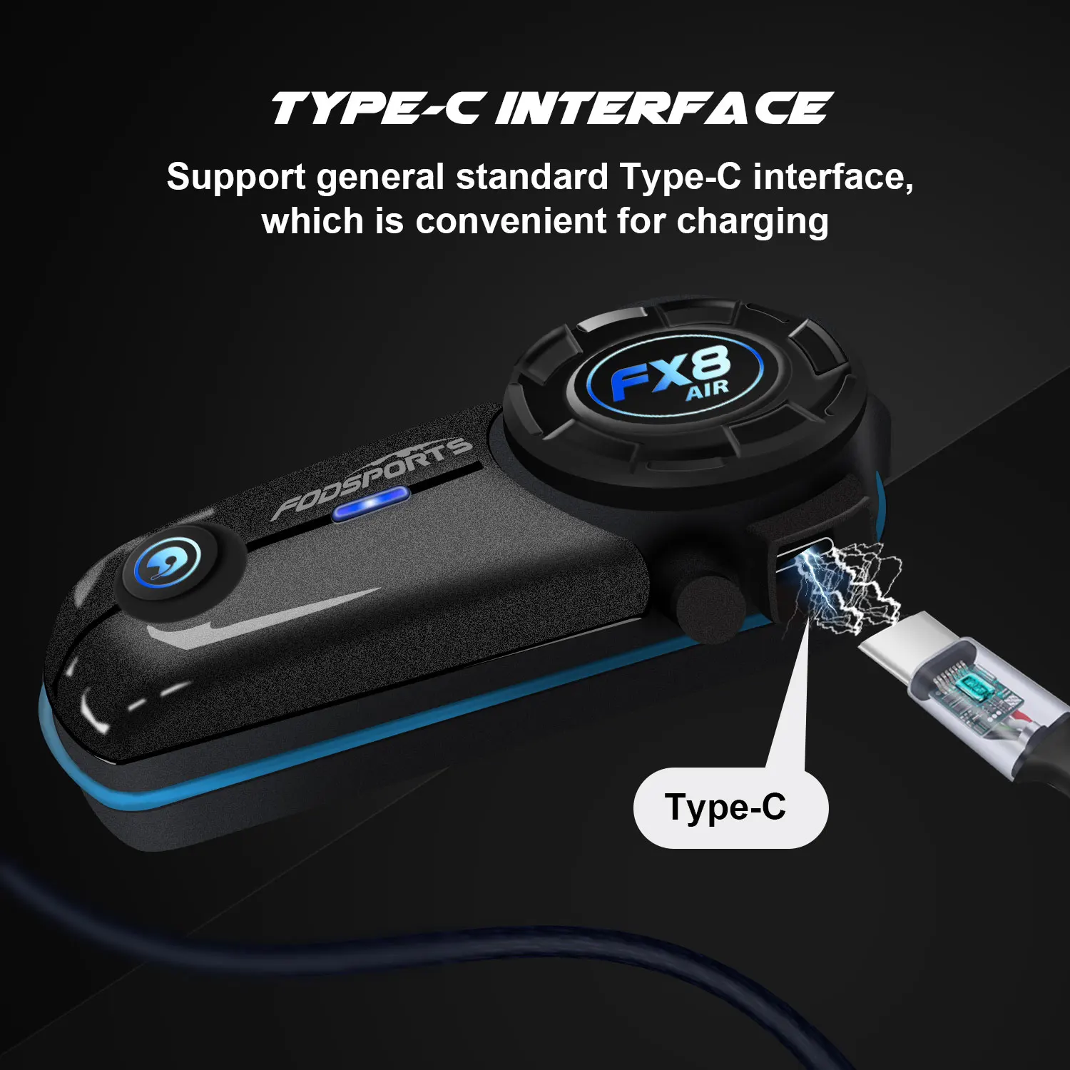 Fodsports FX8 AIR Motorcycle Intercom Wireless Bluetooth Helmet Headset, 4 Riders 1000M