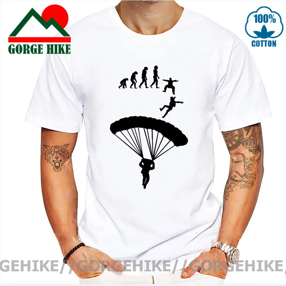 Skydiver Brand Clothing Parachuting Skydive Tee shirt Man Sky Diving tshirt Harajuku Tops Tee Go Skydiving Evolution T shirt men