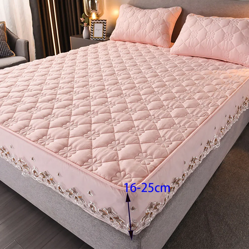 

Pure Cotton Quilted Emboss Mattresses Cover Washable Bed Cover Multicolor Thickened Soft Mattress Protector Flat Mattress Cover