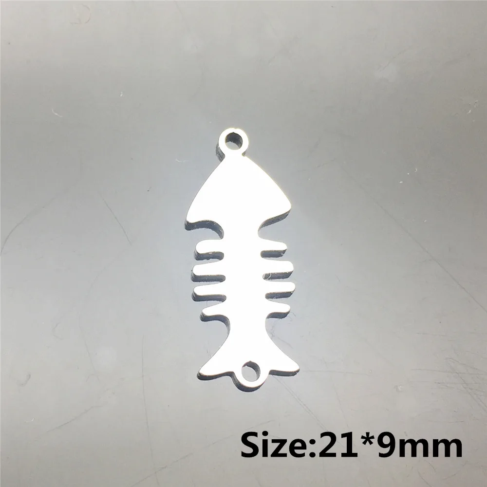 10PCS Fishing Fish Bone Charm Stainstell STEEL Charms sieraden Maken Wish Necklace bracelet Pendant Diy Jewelry Make Findings