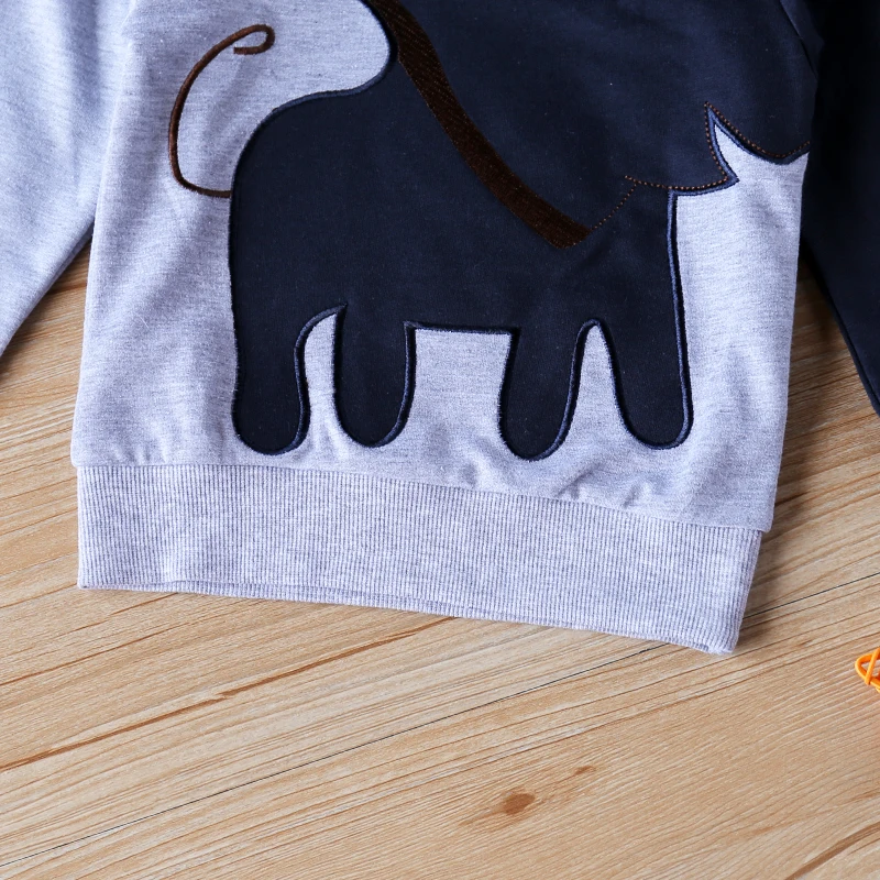 Humor Bear Boy Girls Sweater Top Spring Autumn Long-sleeve Cartoon Patchwork Cute Child Coat Outwear Clothes