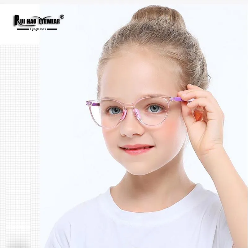 Children Glasses Frames Cat Eye Design Girls Kids Eyeglasses Spuer Light TR90 Spectacles Amblyopia Myopia Optical Glasses Frame