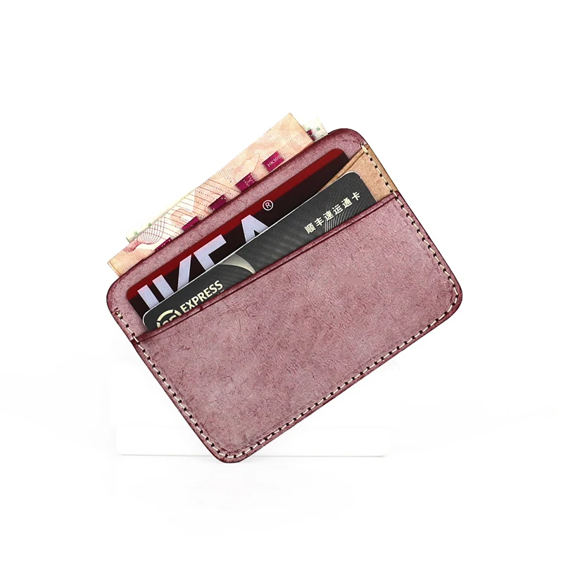 Slim Credit Card Bag Genuine Leather Luxury Handmade Vintage Fog Mini ID Bus Card Slots Purses Cowhide Simple Small Wallets