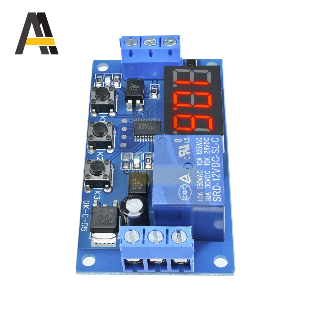 DC 12V Digital Time Delay Relay 3 LED Digits Trigger Cycle Timer Delay Switch Circuit Board Adjustable Timing Control Module