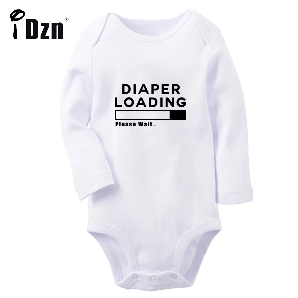 

Diaper Loading Please Wait Fun Printed Baby Boys Rompers Cute Baby Girls Bodysuit Newborn Cotton Jumpsuit Long Sleeves Clothes