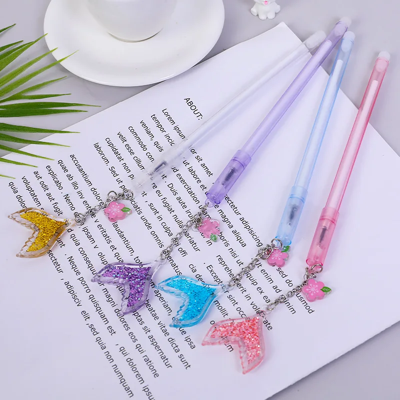 

36 pcs/lot Creative Mermaid Sequins Pendant Gel Pen Cute 0.5mm Black Ink Neutral Pens Promotional Gift Stationery School Supply