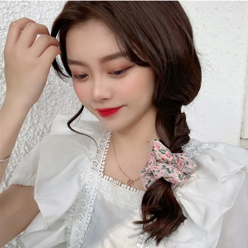 Nuevo Vintage tela floral cuerda para el cabello scrunchie chica bosque mujeres banda elástica para el cabello Cola de Caballo titular lazo para el cabello accesorios de goma