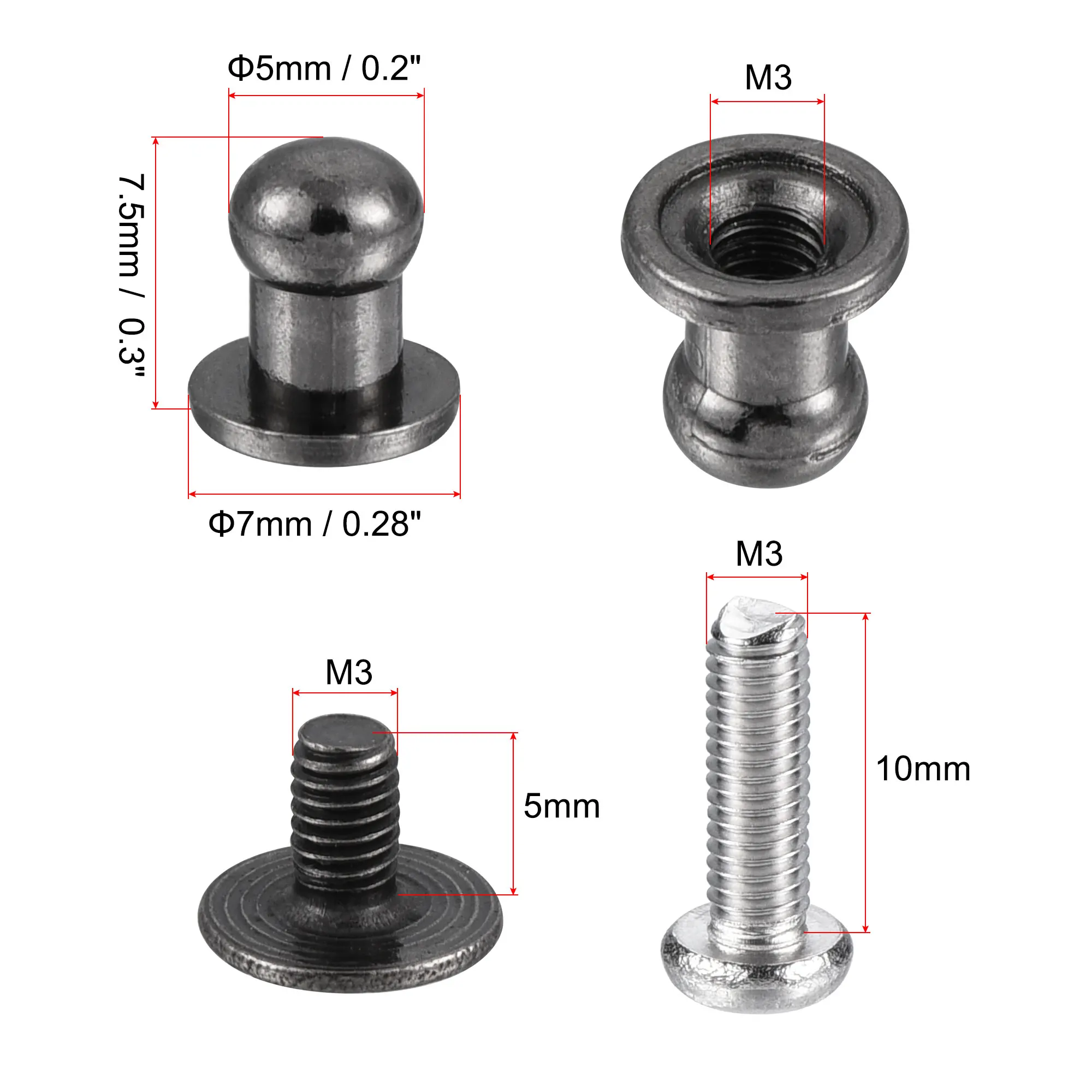 Uxcell 12Pcs 5Mm Hoofd Dia. Ronde Knoppen Trekken Handvat Zinklegering Voor Lade Trekt Geschenkdoos Kast Deurknoppen Met Schroeven Zwart