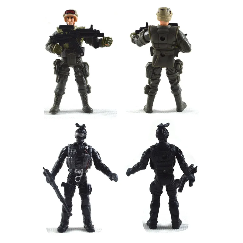 6Pcs Soldier Action Figure Toy Army Men with Weapon Accessories SWAT Team Figure Military Playset for Boys Girls Children Kids