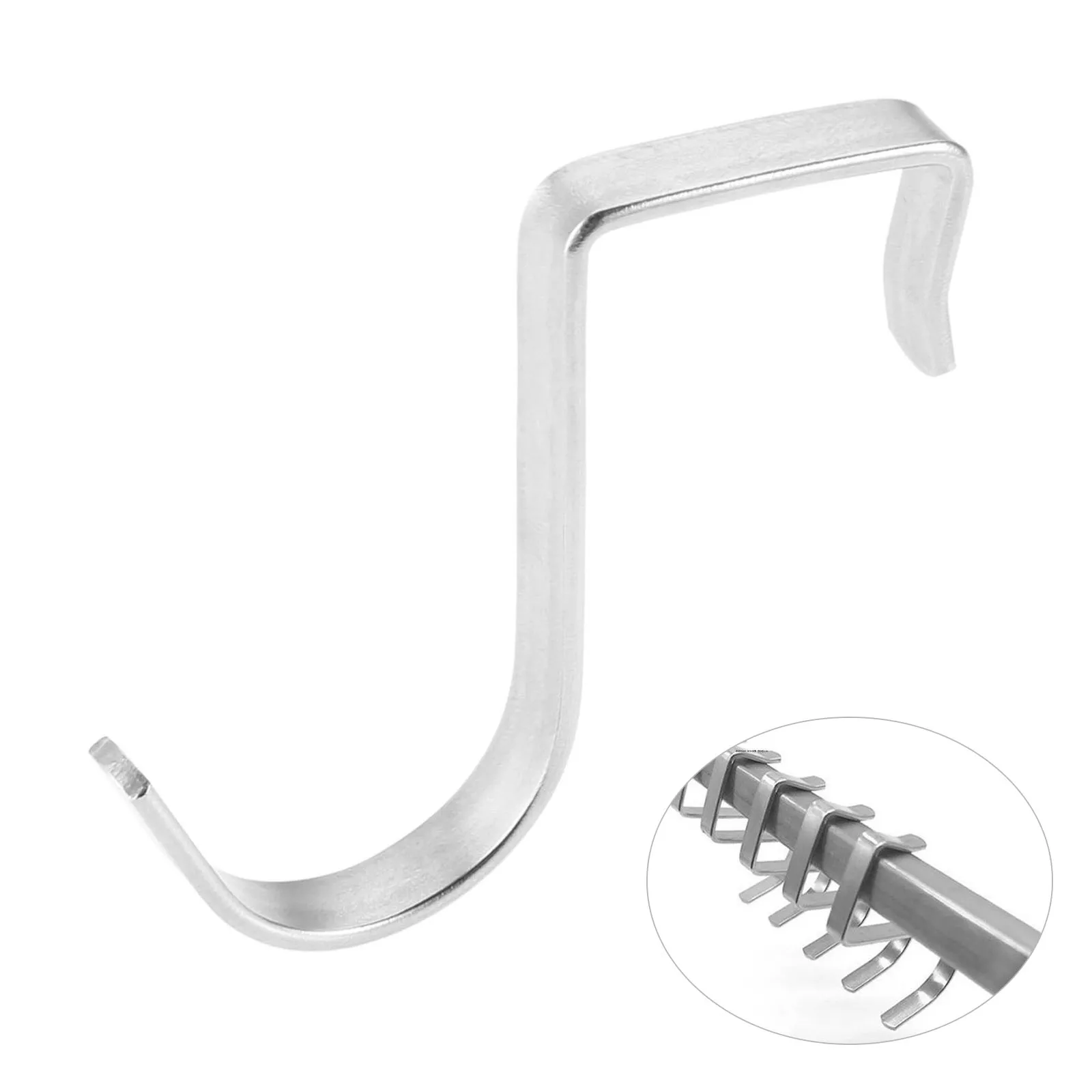 20pcs Flat S-shape Hook Metal Square Hanger 45*20mm Double Head Rod Hold Sundries Kitchen Storage Bathroom Outdoor Hike Camp