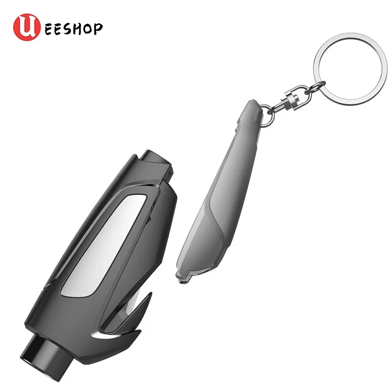 Upgrade 1pcs Portable Car Safety Hammer Spring Type Escape Hammer Window Breaker Punch Seat Belt Cutter Hammer Key Chain Marteau