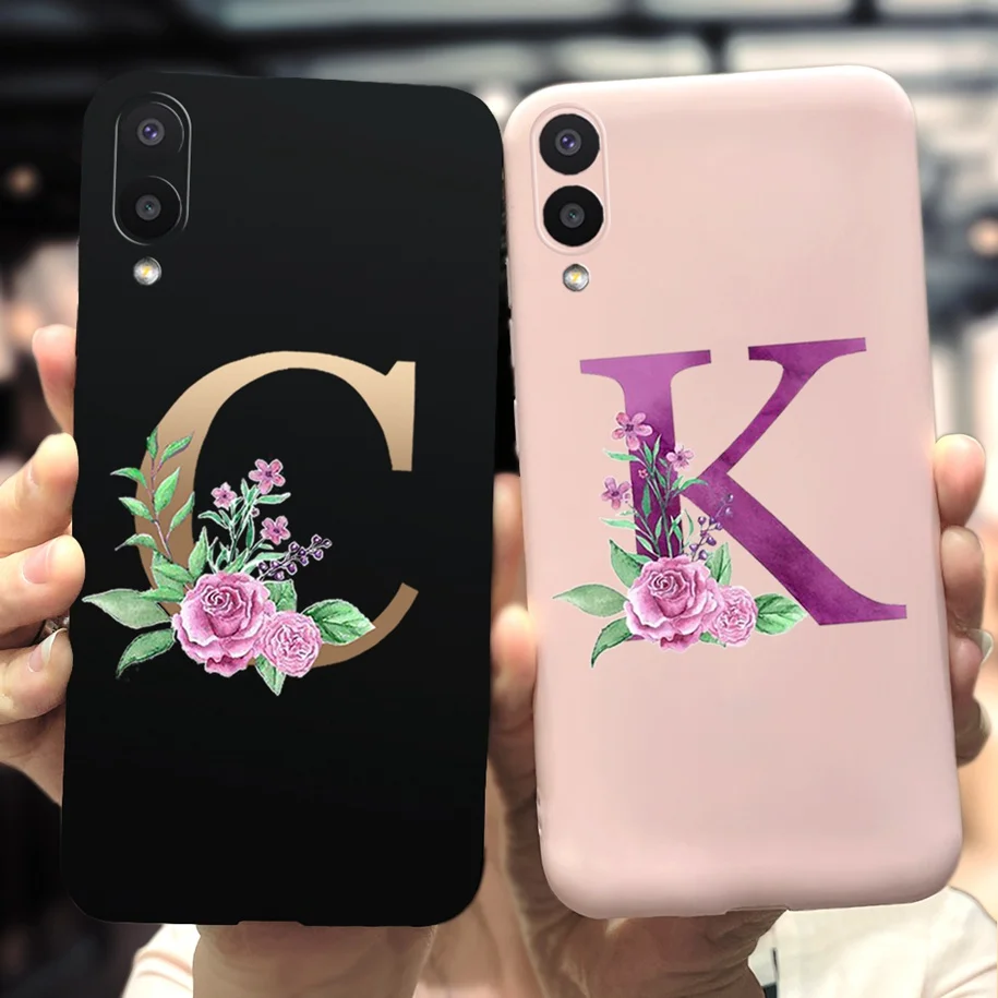 For Samsung Galaxy A02 Case Shockproof Soft Silicone Flower Letters Back Cover For Samsung A02 M02 Phone Cases A 02 A022F Bumper