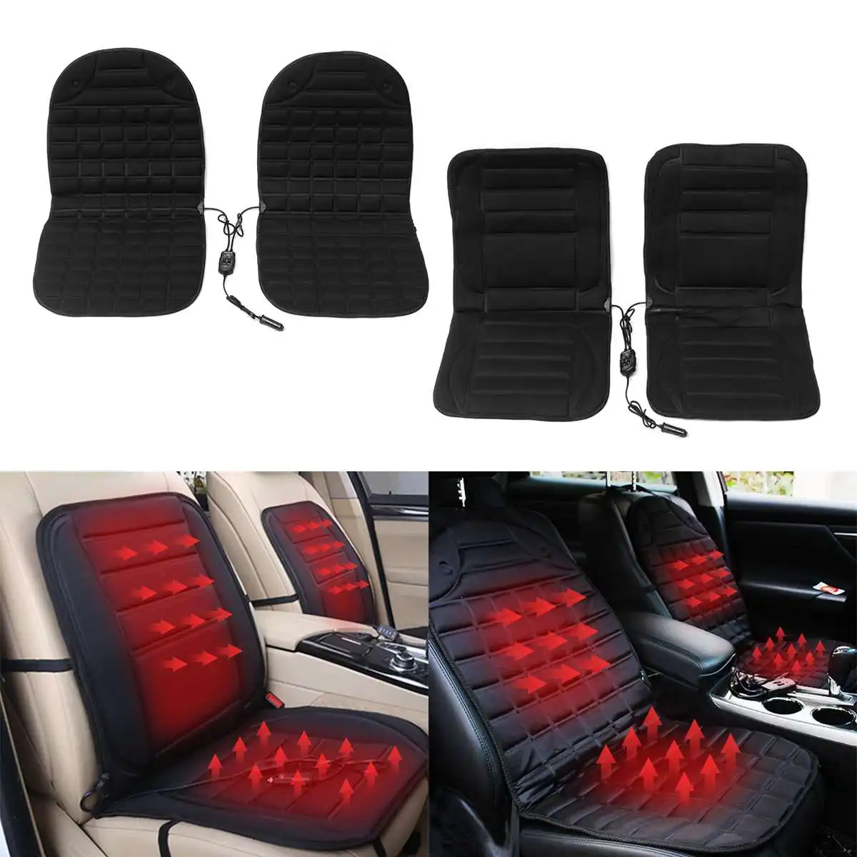 12V Universal Car Auto Front Seat Heated Hot Thickening Cover Cushion Heater Winter Warmer Electric Heating Pad